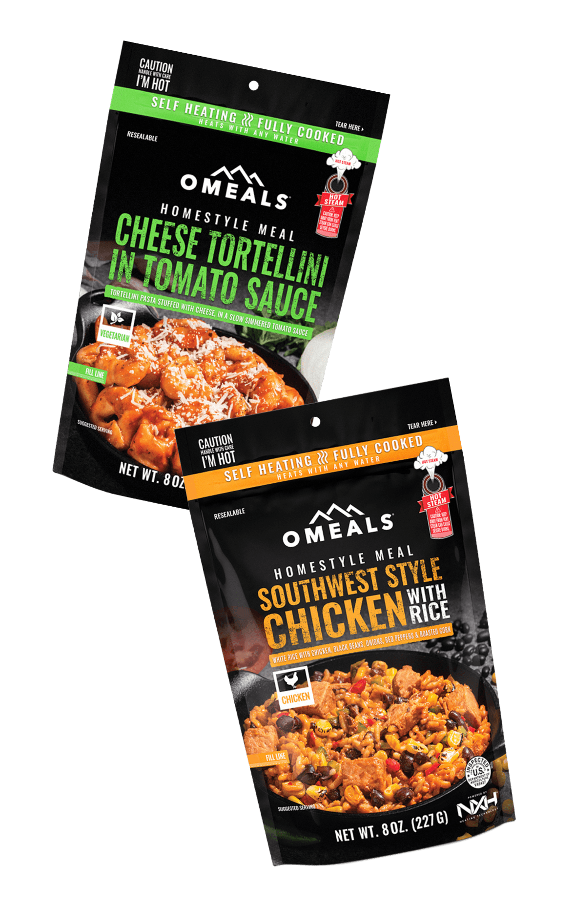 Packs of OMeals in varying flavors