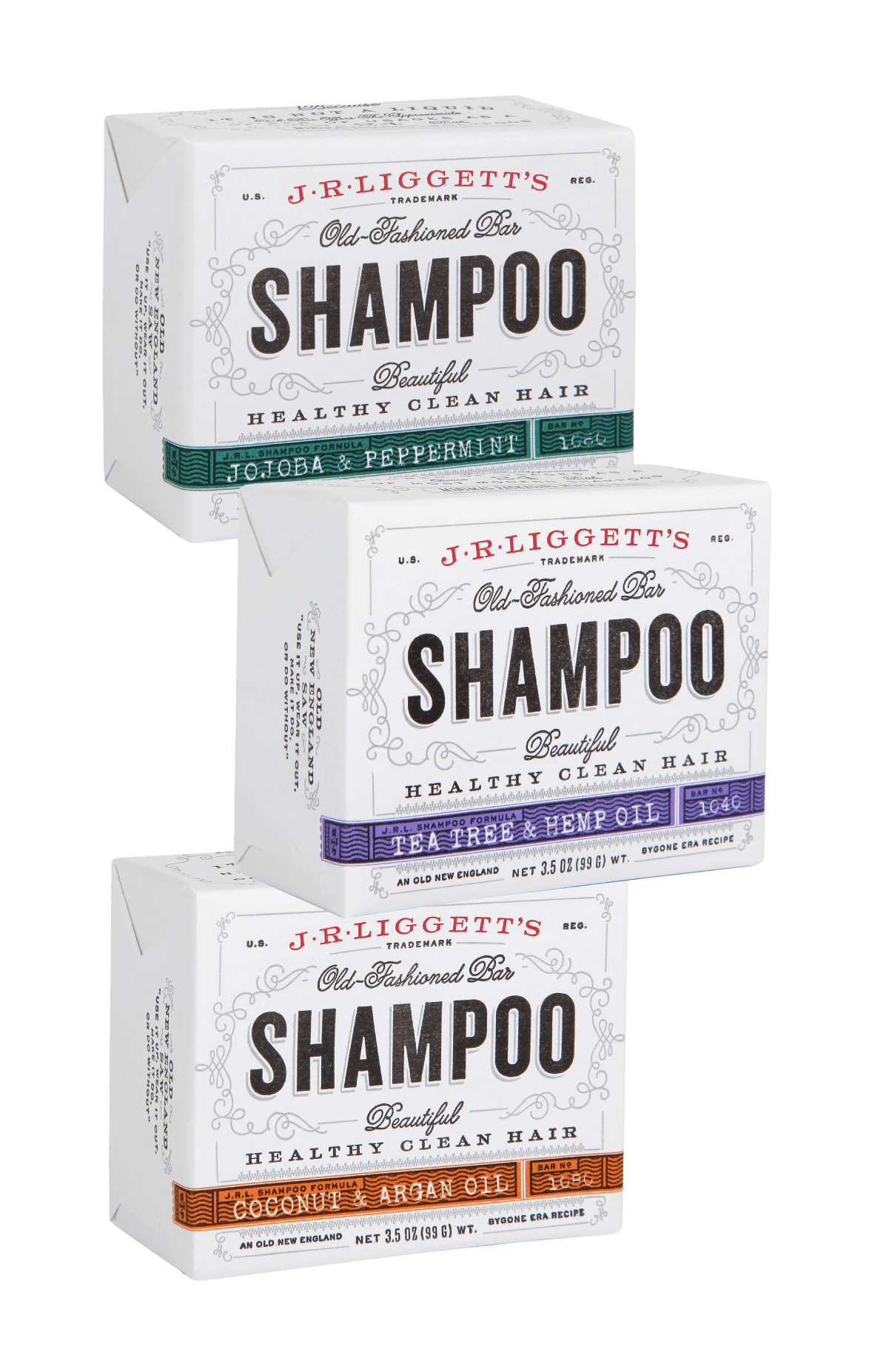 Stack of bar shampoo by J.R. Liggett's